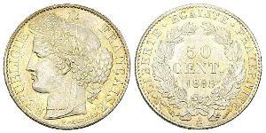 50 Centime Tercera República Francesa (1870-1940)  Plata 
