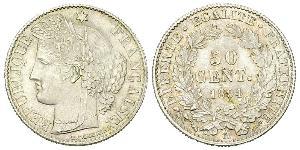 50 Centime Tercera República Francesa (1870-1940)  Plata 