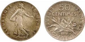 50 Centime Frankreich Silber 