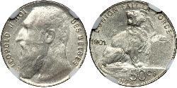 50 Centime Belgium Silver Leopold II of Belgium(1835 - 1909)