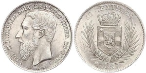 50 Centime Congo Free State (1885 - 1908) Silver Leopold II of Belgium(1835 - 1909)