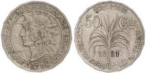 50 Centime France / Guadeloupe (1648 - ) Silver 