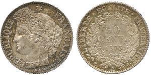 50 Centime French Third Republic (1870-1940)  Silver 