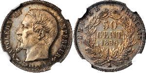 50 Centime Second French Empire (1852-1870) Silver Napoleon III (1808-1873)