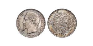 50 Centime Second French Empire (1852-1870) Silver Napoleon III (1808-1873)