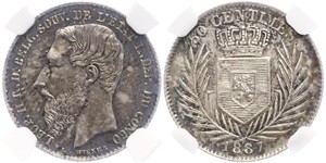 50 Centime 剛果自由邦 (1885 - 1908) 銀 利奥波德二世 (比利时)