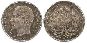 50 Centime 法蘭西第二帝國 (1852 - 1870) 銀 拿破仑三世