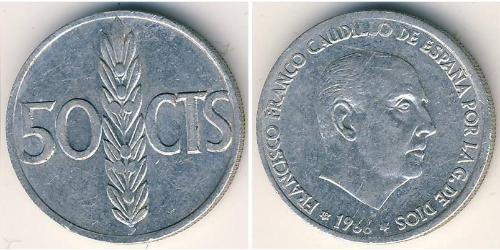 50 Centimo Francoist Spain (1936 - 1975) Alluminio Francisco Franco(1892 – 1975)