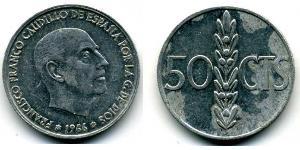 50 Centimo Espagne franquiste (1936 - 1975) Aluminium Francisco Franco(1892 – 1975)