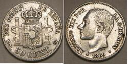 50 Centimo Kingdom of Spain (1874 - 1931) Argent 