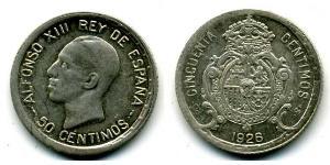 50 Centimo Kingdom of Spain (1874 - 1931) Argento 