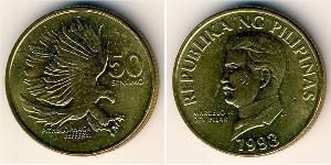 50 Centimo Philippines Brass 