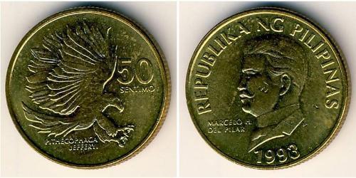 50 Centimo Philippines Brass 