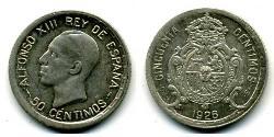 50 Centimo Kingdom of Spain (1874 - 1931) Plata 