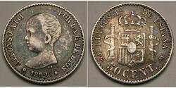 50 Centimo Kingdom of Spain (1874 - 1931) Silber 
