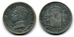 50 Centimo Kingdom of Spain (1874 - 1931) Silber Alfonso XIII of Spain (1886 - 1941)
