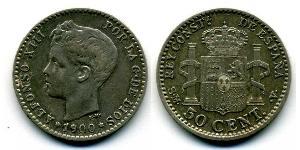 50 Centimo Kingdom of Spain (1874 - 1931) Silber Alfonso XIII of Spain (1886 - 1941)