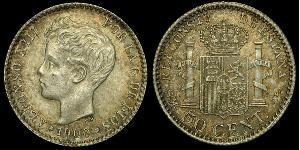 50 Centimo Kingdom of Spain (1874 - 1931) Silber Alfonso XIII of Spain (1886 - 1941)