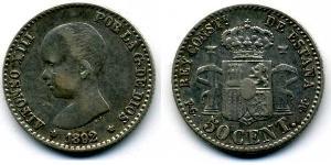 50 Centimo Kingdom of Spain (1874 - 1931) Silber 
