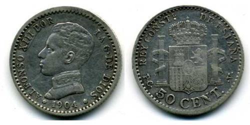 50 Centimo Kingdom of Spain (1874 - 1931) Silver Alfonso XIII of Spain (1886 - 1941)