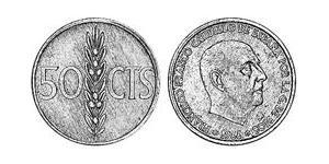 50 Centimo 佛朗哥时期 (1936 - 1975) 铝 弗朗西斯科·佛朗哥 (1892 – 1975)