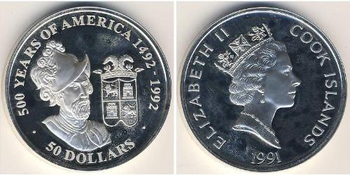 50 Dólar Cook Islands (1965 - ) Plata 