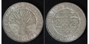 50 Escudo Second Portuguese Republic (1933 - 1974) Silver 