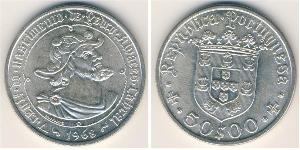 50 Escudo Second Portuguese Republic (1933 - 1974) 銀 