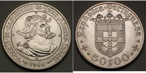 50 Escudo Second Portuguese Republic (1933 - 1974) 銀 