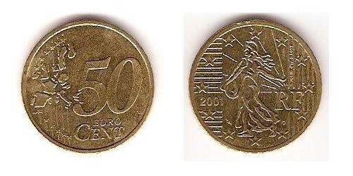 50 Eurocent Quinta República Francesa (1958 - ) Tin/Aluminio/Cobre/Zinc 