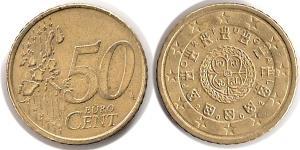 50 Eurocent Republica Portuguesa (1975 - ) Tin/Aluminio/Cobre/Zinc 