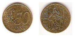 50 Eurocent Cinquième République (1958 - ) Tin/Aluminium/Cuivre/Zinc 
