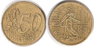 50 Eurocent Cinquième République (1958 - ) Tin/Aluminium/Cuivre/Zinc 