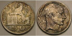 50 Franc Belgio Argento 