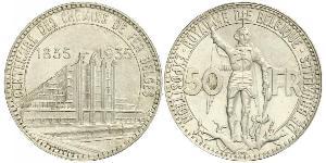 50 Franc Belgio Argento 