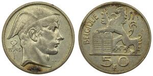 50 Franc Belgio Argento 