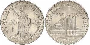 50 Franc Belgio Argento 