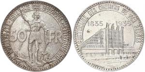 50 Franc Belgio Argento 