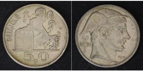 50 Franc Belgio Argento 