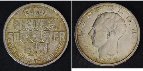50 Franc Belgio Argento 