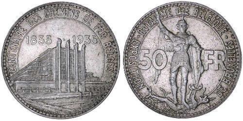 50 Franc Belgio Argento 