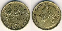 50 Franc French Fourth Republic (1946-1958) Bronze/Aluminium 
