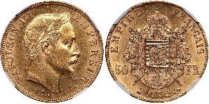50 Franc Second French Empire (1852-1870) Gold Napoleon III (1808-1873)
