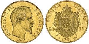 50 Franc Second French Empire (1852-1870) Gold Napoleon III (1808-1873)
