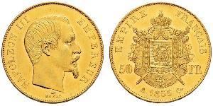 50 Franc Second French Empire (1852-1870) Gold Napoleon III (1808-1873)