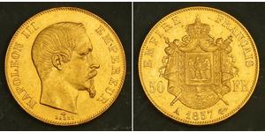 50 Franc Second French Empire (1852-1870) Gold Napoleon III (1808-1873)