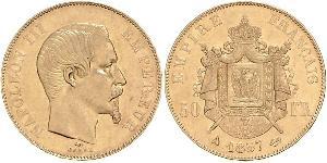 50 Franc Secondo Impero francese (1852-1870) Oro Napoleone III (1808-1873)
