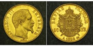 50 Franc Secondo Impero francese (1852-1870) Oro Napoleone III (1808-1873)