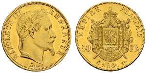 50 Franc Secondo Impero francese (1852-1870) Oro Napoleone III (1808-1873)