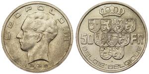 50 Franc Bélgica Plata 